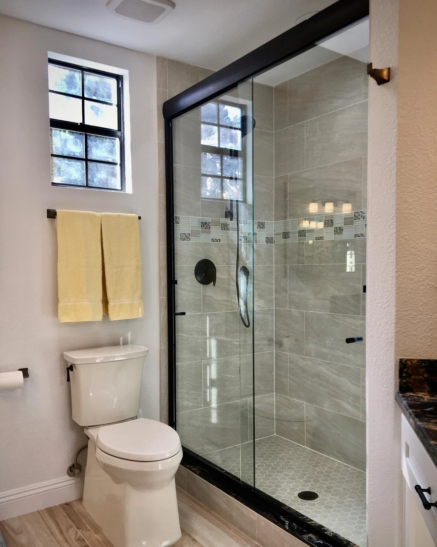 Semi-frameless shower door Spring Valley with chrome frame