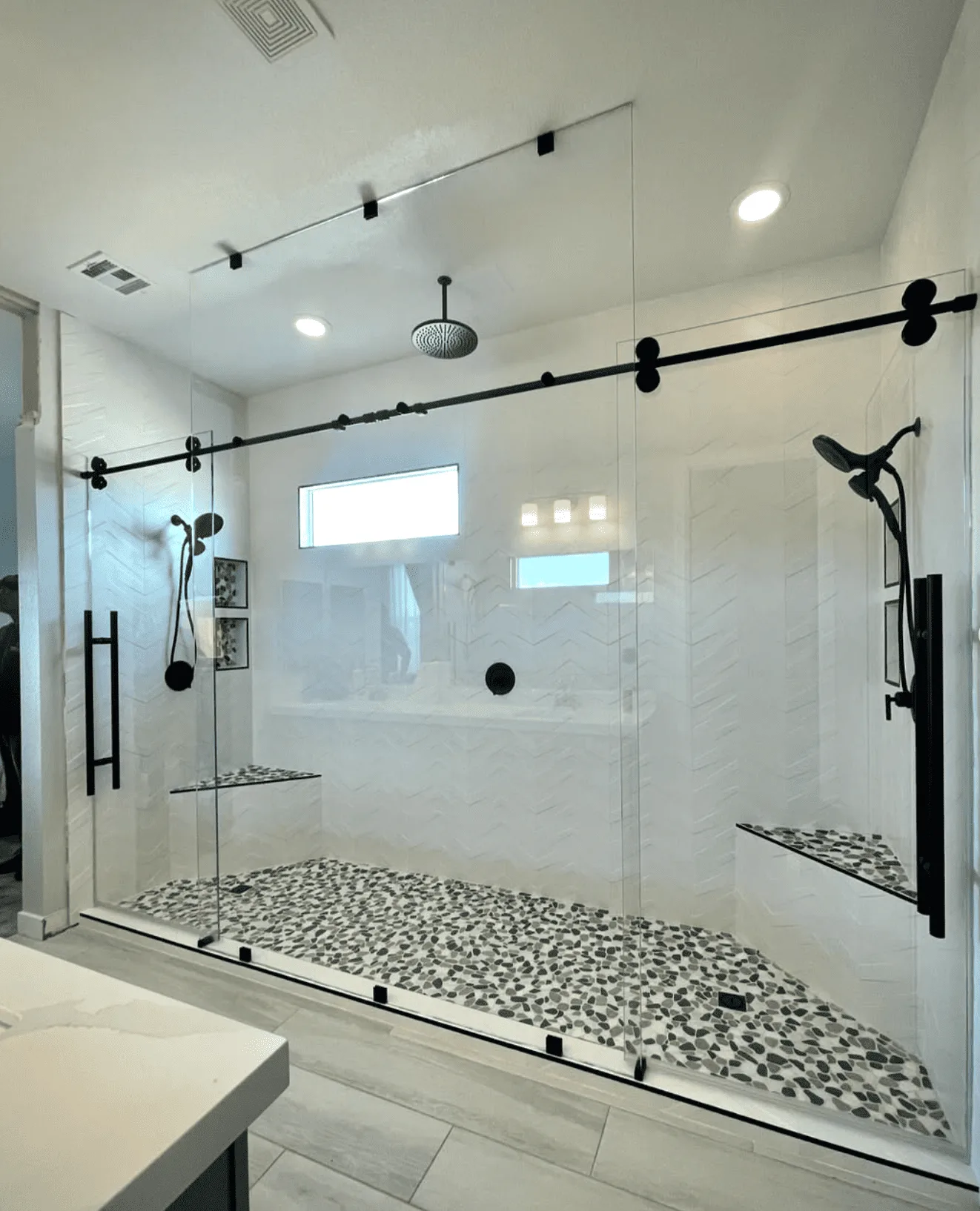 Professional shower door installation in Las Vegas home
