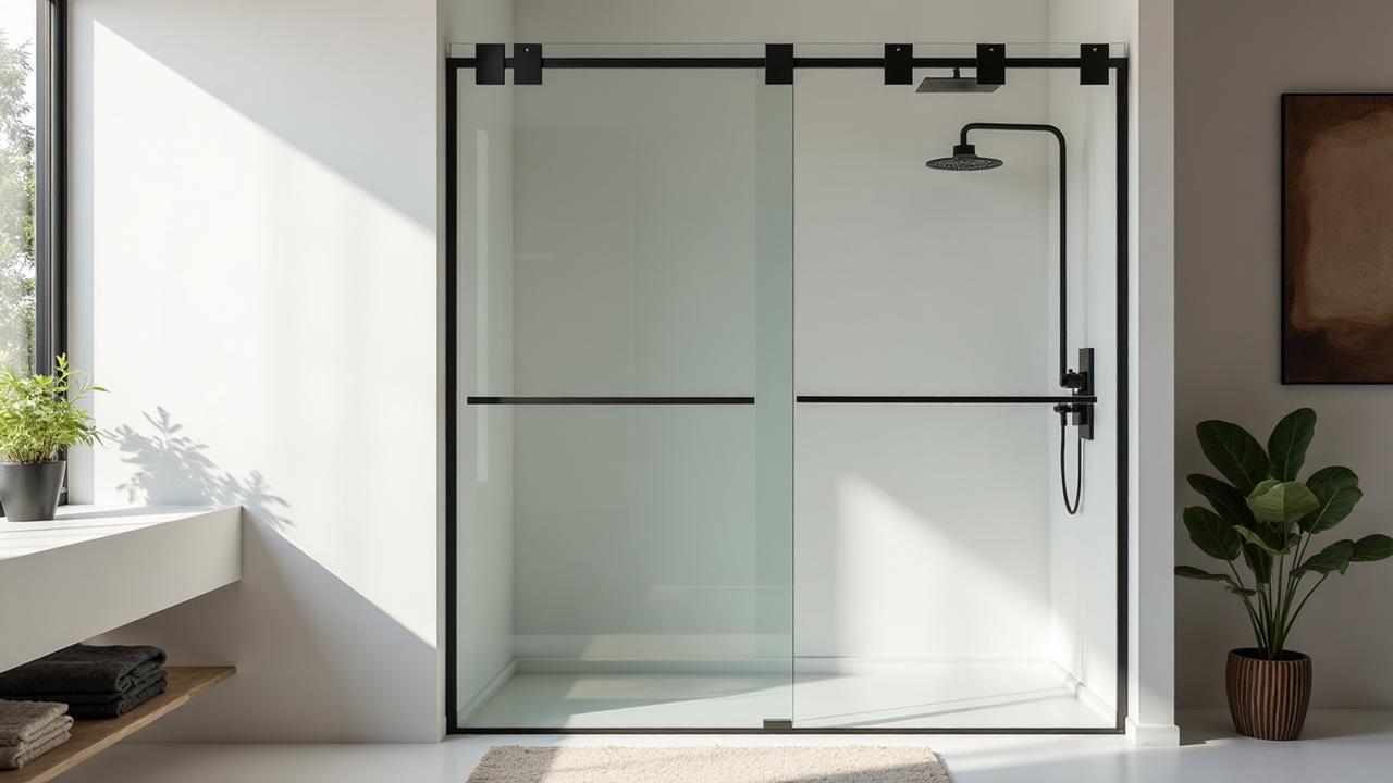 Crystal clear shower door showcasing proper glass care maintenance