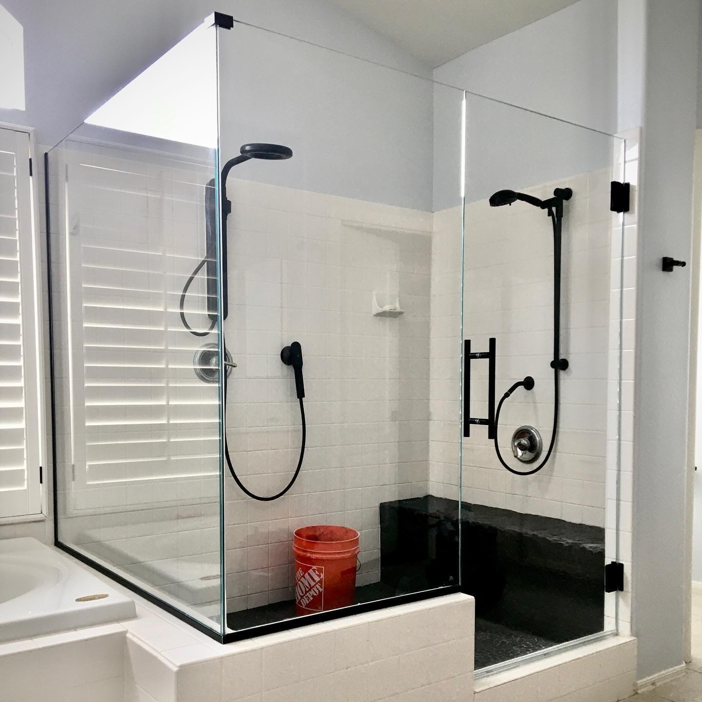 Corner steam shower configuration